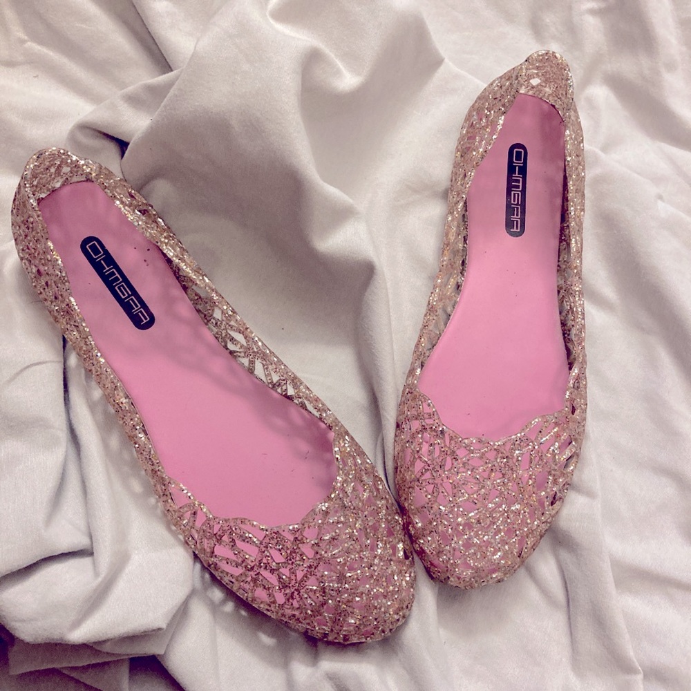 JELLIES!! pink jelly shoes in women’s size 9